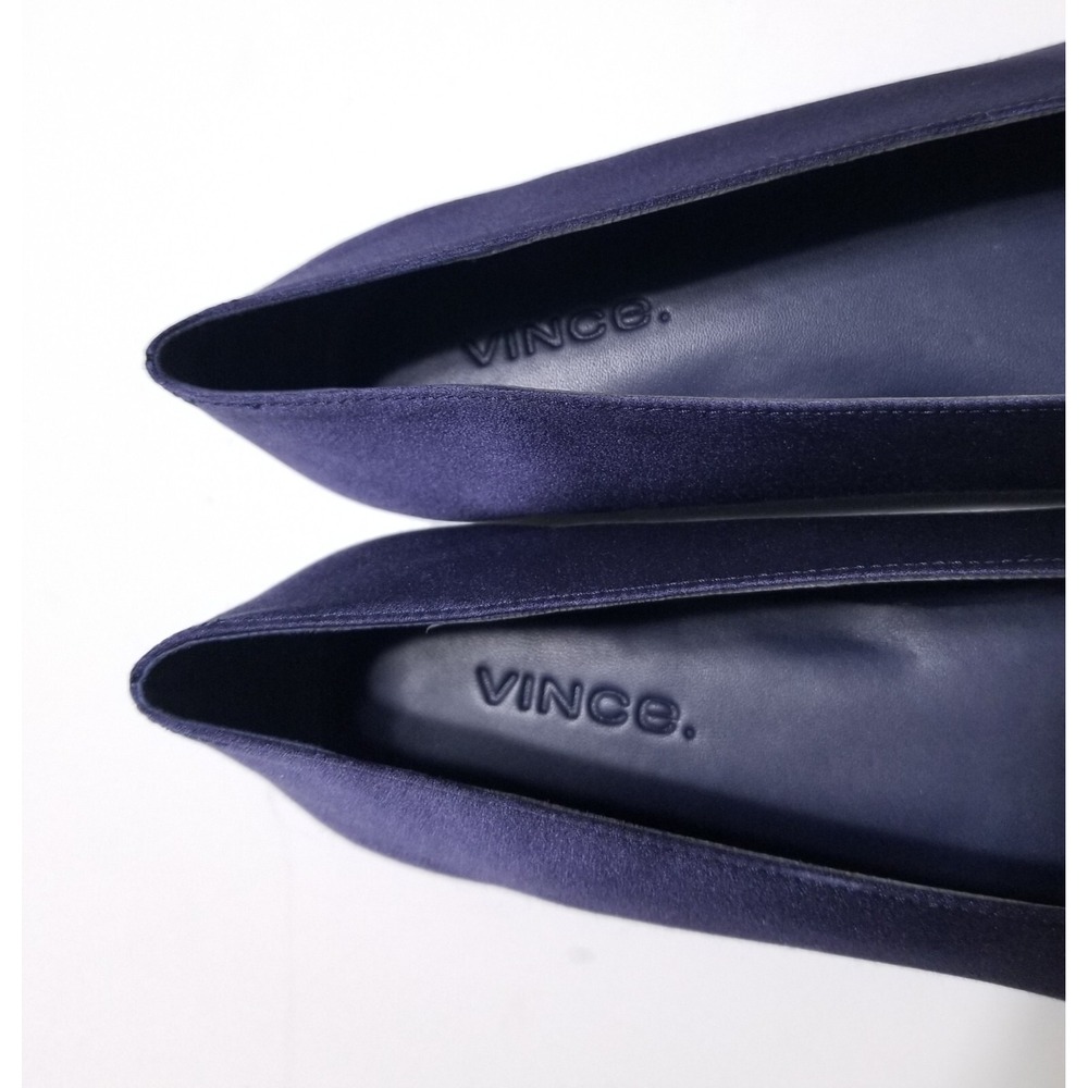 Vince Maxwell Italian Satin Ballet Flat Navy Blue NIB Size 6 $225 - Picture 13 of 16